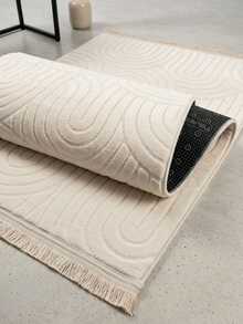 Modern Ivory Area Rug For Living Room | Soft Minimalist Contemporary Carpet Made In Turkey - Creamy White - View 5