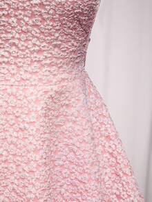 Mistrie The Lady's New Sexy 90s Y2k Deep V-Neck Collar-Belt Dress Backless Design Textured Flower Night Out Date Night Hot Pink Summer - Pink - View 9