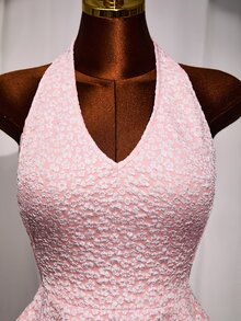 Mistrie The Lady's New Sexy 90s Y2k Deep V-Neck Collar-Belt Dress Backless Design Textured Flower Night Out Date Night Hot Pink Summer - Pink - View 7