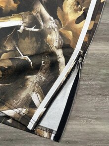 Neovey 男式复古街头迷彩树叶印花拼接抽绳直筒休闲裤 - 彩色 - 查看 6