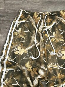 Neovey 男式复古街头迷彩树叶印花拼接抽绳直筒休闲裤 - 彩色 - 查看 7