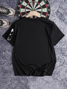 Neovey Men's Casual Slogan & Wolf Print Short Sleeve T-Shirt For Summer - Black - View 2