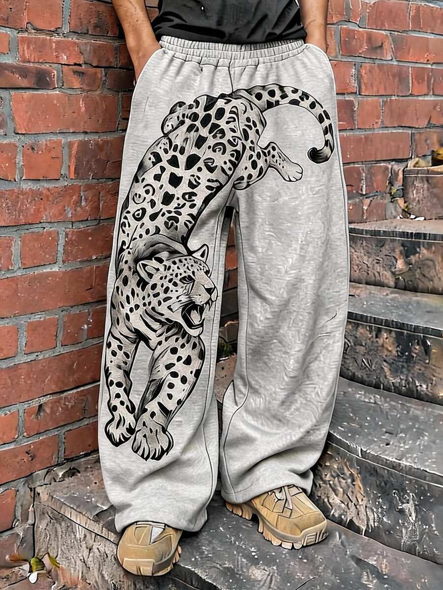 Neovey Men's Loose Fashion Sports Long Pants, Leopard Print Pattern Sweatpants, Suitable For Daily Casual Walking, Work, Travel And Other Occasions. - Multicolor - View 1