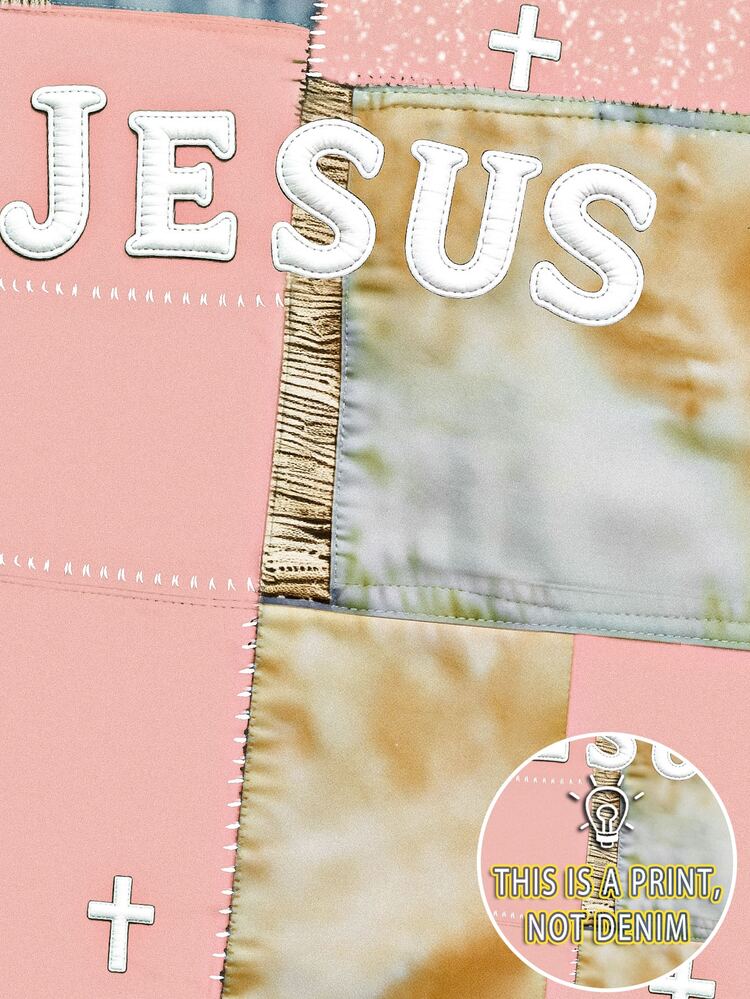 Neovey Men's Artistic Retro Patchwork Print Hoodie, Colorful Comfortable Top, JESUS Cross Faith Graphic Long Sleeve Sweatshirt, Suitable For Everyday Wear - Multicolor - View 3