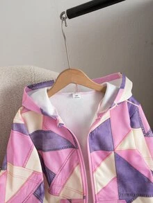 SHEIN 少女軟多巴胺街頭風 Y2K 休閒連帽衛衣，長袖抓絨，秋季假期校園風，粉色白色藍色 - 粉色 - 查看 4