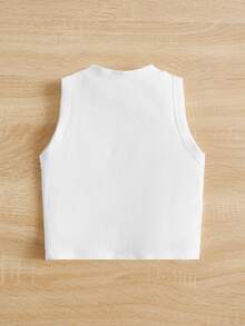 SHEIN [Printed Design] Young Girls Casual Heart Pattern Sleeveless Tank Top, Suitable For Summer - White - View 8