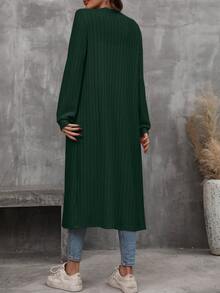 EMERY ROSE Women's Casual Solid Color Long Regular Jacket Fall Winter Cloth For Women - Dark Green - View 2