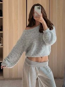 Aloruh Sweater Lengan Panjang Kasual Wanita, Musim Gugur/Dingin - Light Grey - View 8