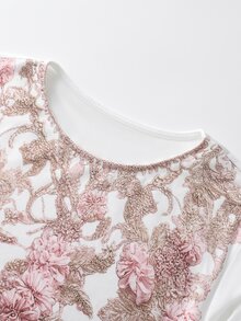 SHEIN LUNE [印花設計] 女款優雅花卉印花T恤，夏季 - 彩色 - 查看 5