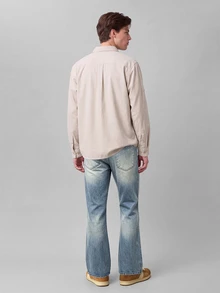 Colvenic 男士時尚休閒奢華復古設計水洗做舊喇叭牛仔褲 - 中等水洗藍 - 查看 3