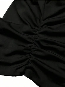 Slaydiva 大码夏季休闲撞色滚边褶皱修身T恤 女装新品 女士休闲上衣 女士短袖上衣 女士紧身衣 女士衬衫 - 黑色 - 查看 7