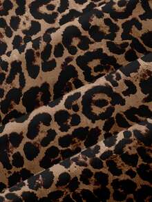 Slaydiva Plus Size Summer Fashion Leopard Print Halter Top Going Out Night Brown Sexy - Multicolor - View 6