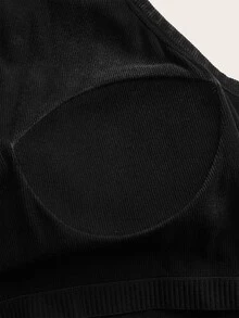 Slaydiva Plus Size Women's Solid Color Square Neck Tank Top With Washed Padded Chest - Black - View 4