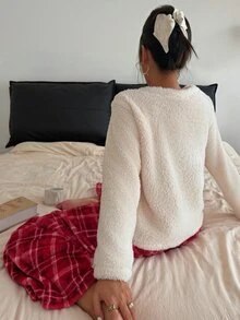 Napfluff Women's Flannel Fashionable Minimalist Plaid Print Pajama Set 2-Piece - Multicolor - View 2