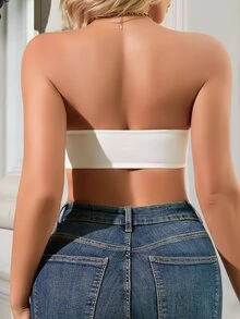 SHEIN 1 件女式前扣聚拢无钢圈文胸 - 白色 - 查看 2