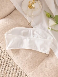 SHEIN 1 件女式前扣聚拢无钢圈文胸 - 白色 - 查看 8