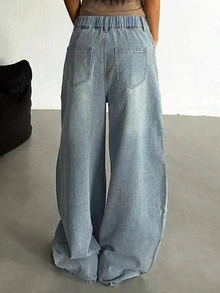 Dazy Kids 青少年女孩休閒日常牛仔褲，附口袋與鈕扣 - 淺色水洗藍 - 查看 2