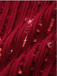 Comfylo Plus Size Christmas Autumn/Winter Fashion Sequin Sweater - Red - View 3