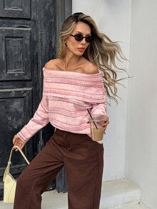 Serisse Sweater Wanita Rajutan dengan Motif Bahu Terbuka - MultiWarna - View 11