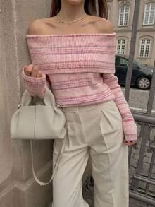 Serisse Sweater Wanita Rajutan dengan Motif Bahu Terbuka - MultiWarna - View 6
