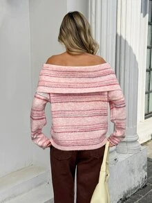 Serisse Sweater Wanita Rajutan dengan Motif Bahu Terbuka - MultiWarna - View 2