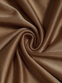 Elenzga Women's Solid Color Overlap V-Neck Short Sleeve Pleated Elegant Dress - Brown - View 7