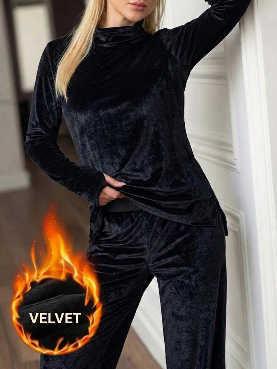 Innovista Innovista 女款保暖天鵝絨連帽長袖寬腿抽繩運動套裝健身服運動套裝皮拉提斯瑜珈套裝運動服機能服
