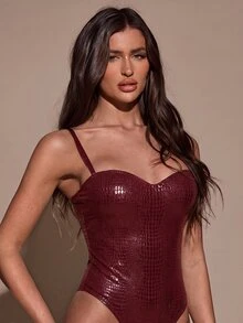 SHEIN BAE Women's Solid Color Casual Versatile Daily Wear Camisole Camisole - Burgundy - View 4