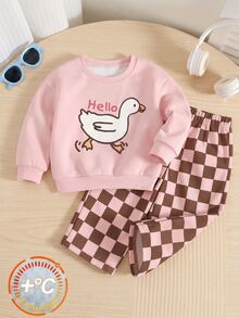 Kids Young Girl Solid Color Crew Neck Long Sleeve Sweatshirt And Casual Pants Set, Style Suitable For Autumn/Winter Daily Wear, Sports, Christmas - Multicolor - View 3