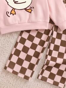 Kids Young Girl Solid Color Crew Neck Long Sleeve Sweatshirt And Casual Pants Set, Style Suitable For Autumn/Winter Daily Wear, Sports, Christmas - Multicolor - View 6