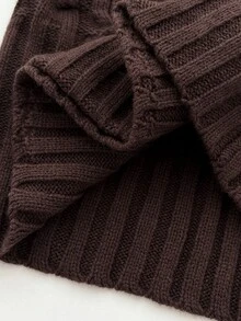 Balvessa Sweater Pullover Rajut Kabel Klasik Kasual Serbaguna Warna Cokelat untuk Wanita, Cocok untuk Perjalanan Sehari-hari - Coklat - View 9