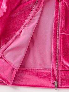 SHEIN Young Girl Knitted Solid Color Velvet Patch Pocket Hooded Casual Sweatshirt & Fitted Flare Pants 2 Pieces Set, Spring/Autumn - Multicolor - View 9