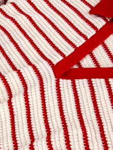 GentleRue Maternity Gaun Hamil Ukuran Besar Bergaris Merah Kerah V Lengan Panjang, Musim Gugur/Dingin - Red and White - View 9