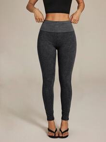Bohemela Casual Solid Color Knitted Slim Fit Women's Long Pants - Black - View 8