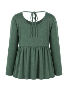 SHEIN Plus Size Comfortable Maternity Long Sleeve T-Shirt, Nursing Button-Up High Waist Belly Support Casual Top, Spring/Autumn - Army Green - View 4