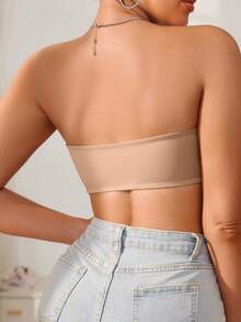 SHEIN 1pc Women Front Hook Closure Push-Up Wireless Bra - Apricot - View 2