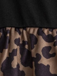 SHEIN جمبسوت كاجوال يومي للحوامل بطبعة نمر وتصميم باتشوورك - الأسود - مشاهدة 10