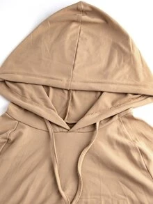 SHEIN Maternity Sweatshirt, Maternity Casual Loose Fit Hooded Sweatshirt With Pockets, Comfortable To Wear - Autumn/Winter Style - Brown - View 8