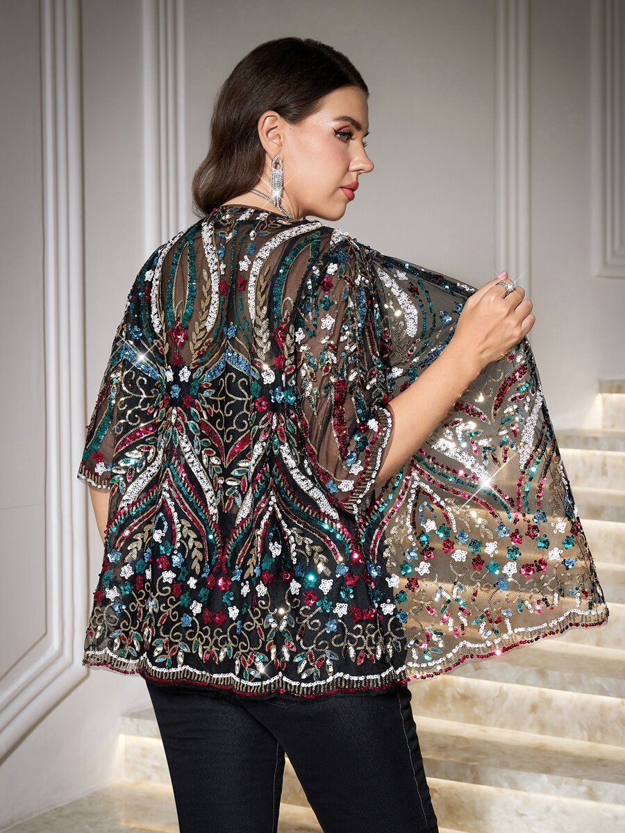 Reflora Plus Size Exquisite Fashion Jacket For Vacation And Daily Wear Christmas - Multicolor - View 1