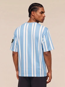 Gritte Field Kaos Rajut Pria Lengan Pendek Leher Bulat Motif Digital Longgar Gaya Jalanan, Musim Panas, ...Jalanan - MultiWarna - View 2
