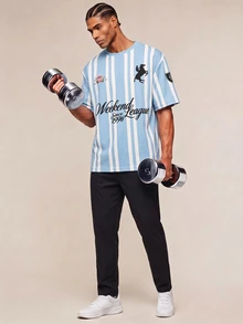 Gritte Field Kaos Rajut Pria Lengan Pendek Leher Bulat Motif Digital Longgar Gaya Jalanan, Musim Panas, ...Jalanan - MultiWarna - View 4