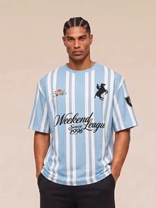 Gritte Field Kaos Rajut Pria Lengan Pendek Leher Bulat Motif Digital Longgar Gaya Jalanan, Musim Panas, ...Jalanan - MultiWarna - View 1