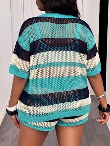 Slaydiva New Loose Shirtcollar Open Front Short Sleeve - Mint Blue - View 2