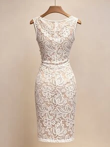 Franclia Champagne Gold Satin Cowl Neck Sleeveless Fitted Dress - Apricot - View 2