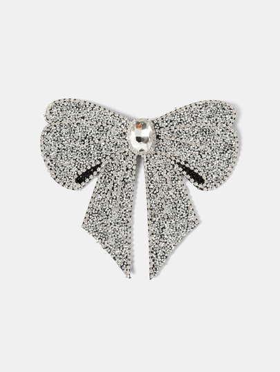 Aravennia 1pc Women's Sparkling Crystal Rhinestone Bow Brooch Pin, Decorative Lapel Flower For Party, Holiday Gift, Stage Performance