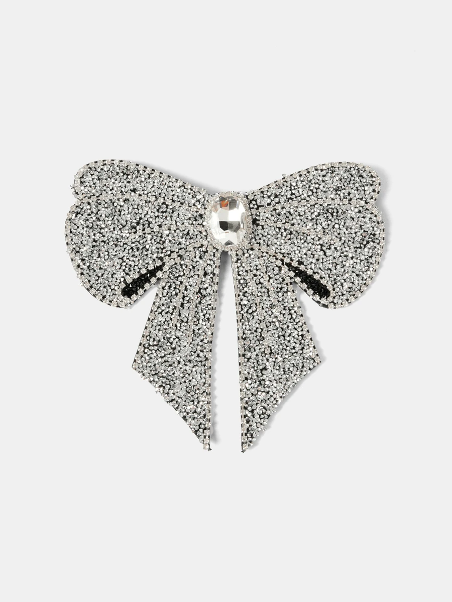 Aravennia 1pc Women's Sparkling Crystal Rhinestone Bow Brooch Pin, Decorative Lapel Flower For Party, Holiday Gift, Stage Performance - Multicolor - View 1