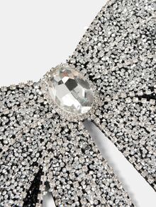 Aravennia 1pc Women's Sparkling Crystal Rhinestone Bow Brooch Pin, Decorative Lapel Flower For Party, Holiday Gift, Stage Performance - Multicolor - View 3