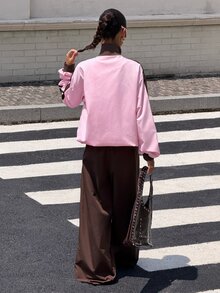 Muchica Women's Contrast Color Frog Button Zipper Long Sleeve Jacket And Casual Pants 2 Pieces Set - Multicolor - View 2