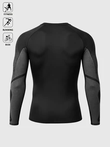 Men's Colorblock Casual Versatile Daily Wear Sports T-Shirt - Black - View 5
