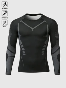 Men's Colorblock Casual Versatile Daily Wear Sports T-Shirt - Black - View 6